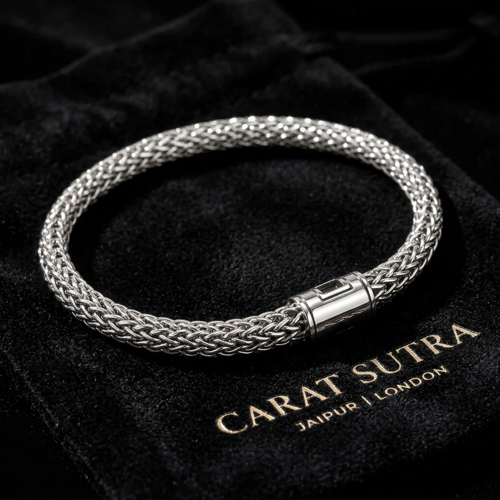 8mm Classic Handwoven Chain Bracelet for Men | 925 Sterling Silver with Hallmark