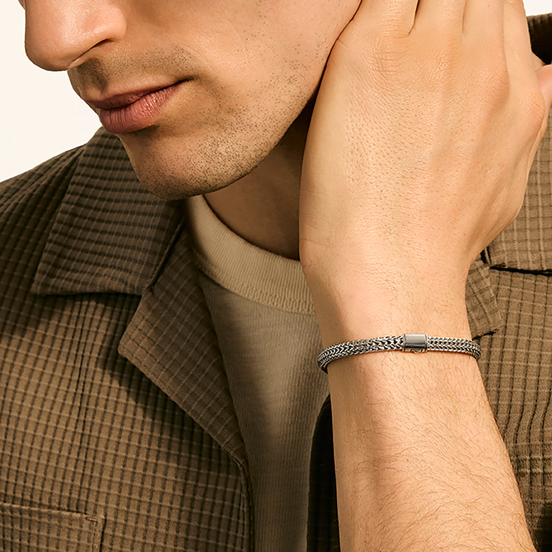 8mm Classic Handwoven Chain Bracelet for Men | 925 Sterling Silver with Hallmark