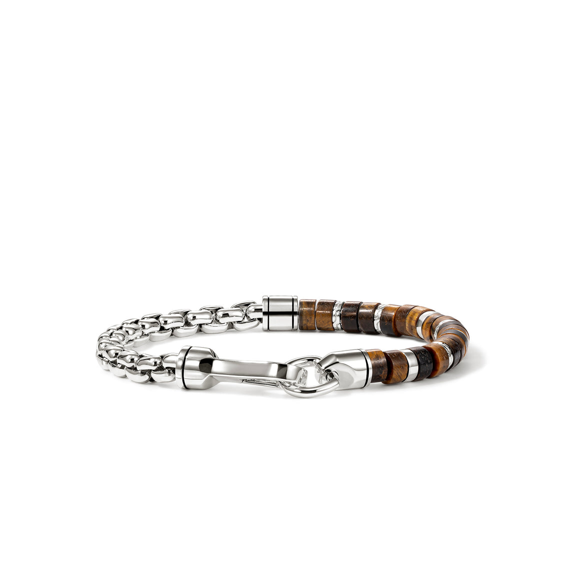 4mm Tiger Eye Box Chain Bracelet | 925 Sterling Silver Bracelet