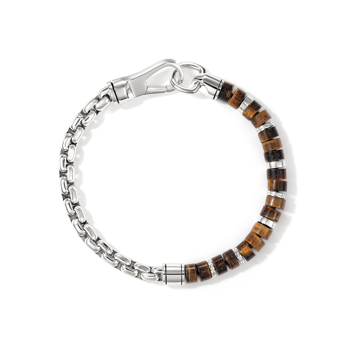 4mm Tiger Eye Box Chain Bracelet | 925 Sterling Silver Bracelet