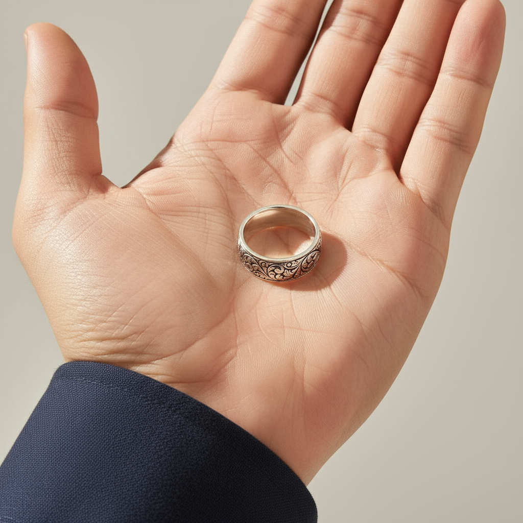 RARE PRINCE by CARAT SUTRA | Exclusive Classic Band Ring for Men, Oxidized Sterling Silver 925 Ring | Jewellery for Men| With Certificate of Authenticity and 925 Hallmark - caratsutra