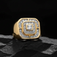 RARE PRINCE by CARAT SUTRA | Exclusive Classic Gold Signet Statement Ring Studded with CZ white zircons | 22kt Gold Plated Sterling Silver 925 Ring | Jewellery for Men| With Certificate of Authenticity and 925 Hallmark