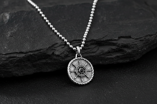 RARE PRINCE by CARAT SUTRA | Unique Designed Silver Rudder Pendant for Men | Oxidized 925 Sterling Silver Pendant | Men's Jewelry | With Certificate of Authenticity and 925 Hallmark - caratsutra