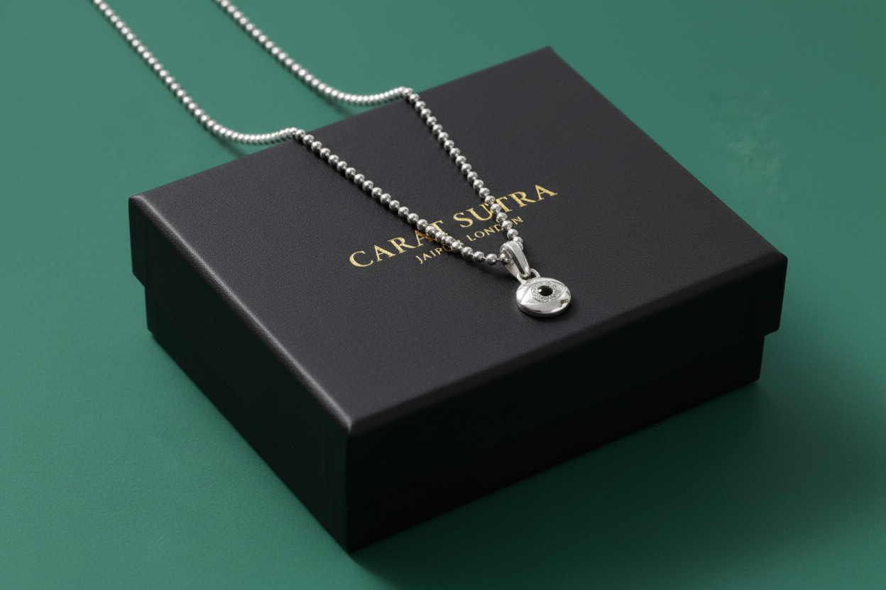RARE PRINCE by CARAT SUTRA | Unique Designed Evil Eye Pendant | 925 Sterling Silver Pendant | Men's Jewelry | With Certificate of Authenticity and 925 Hallmark - caratsutra
