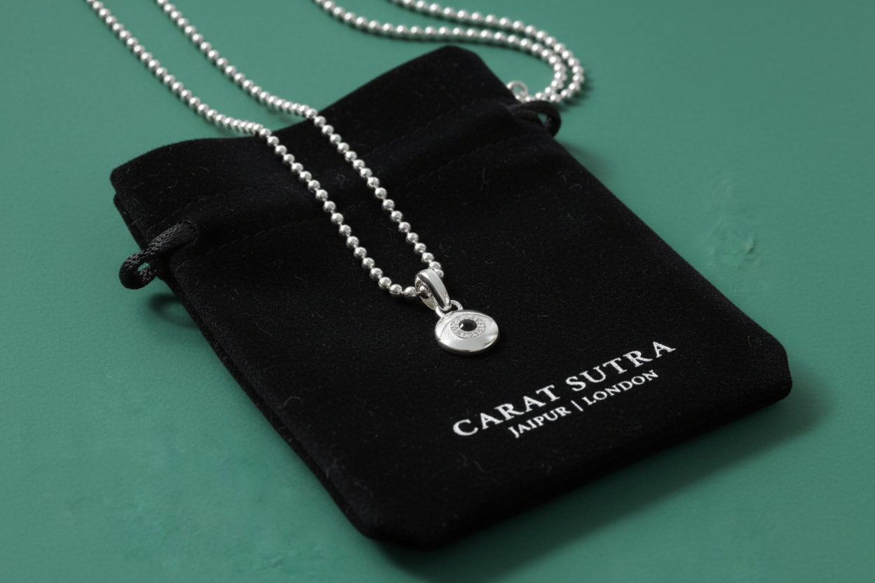 RARE PRINCE by CARAT SUTRA | Unique Designed Evil Eye Pendant | 925 Sterling Silver Pendant | Men's Jewelry | With Certificate of Authenticity and 925 Hallmark - caratsutra