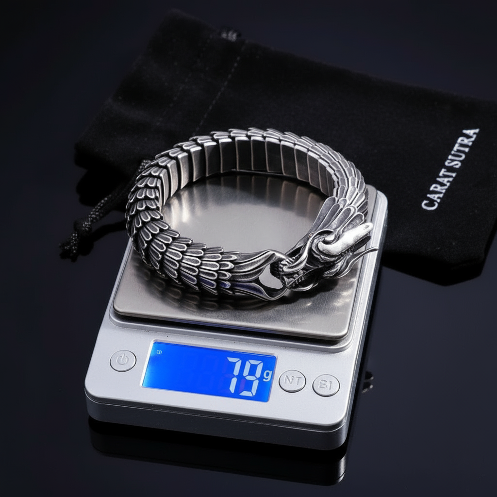 Unique Vintage Dark/Light Oxidized Dragon Bracelet | 925 Sterling Silver Dark/Light Oxidized Bracelet | Unisex Jewelry | With Certificate of Authenticity and 925 Hallmark - caratsutra