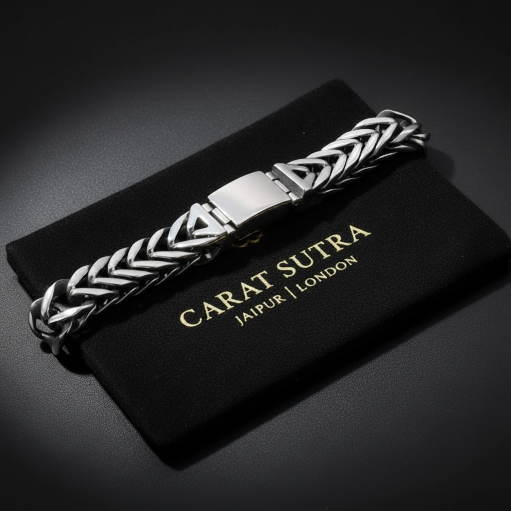 18mm wide Unique Retro Masculina High Polished V link Bracelet for Men | 925 Sterling Silver Bracelet | With Certificate of Authenticity and 925 Hallmark