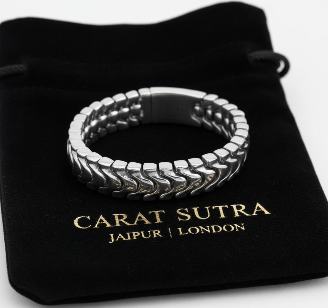 18mm wide, Solid Unique Watch Style High Polished Bracelet for Men | 925 Sterling Silver Bracelet | With Certificate of Authenticity and 925 Hallmark - caratsutra