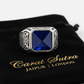 RARE PRINCE by CARAT SUTRA | Unique Turkish Style Ring with Natural Lapis Lazuli | 925 Sterling Silver Oxidized Ring | Men's Jewelry | With Certificate of Authenticity and 925 Hallmark - caratsutra