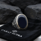 RARE PRINCE by CARAT SUTRA | Unique Turkish Style Ring with Natural Black Onyx  | 925 Sterling Silver Oxidized Ring | Men's Jewelry | With Certificate of Authenticity and 925 Hallmark