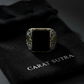 RARE PRINCE by CARAT SUTRA | Unique Turkish Style Ring with Natural Black Onyx for Men, Oxidized Sterling Silver 925 Ring | Jewellery for Men| With Certificate of Authenticity and 925 Hallmark