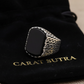 RARE PRINCE by CARAT SUTRA | Unique Turkish Gucci Style Ring with Natural Black Onyx | 925 Sterling Silver Oxidized Ring | Men's Jewelry | With Certificate of Authenticity and 925 Hallmark
