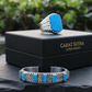 RARE PRINCE by CARAT SUTRA | Unique Turkish Gucci Style Ring with Natural Irani Turquoise (Firoza) | 925 Sterling Silver Oxidized Ring | Men's Jewelry | With Certificate of Authenticity and 925 Hallmark - caratsutra