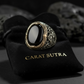 RARE PRINCE by CARAT SUTRA | Unique Turkish Style Ring with Natural Black Onyx | 925 Sterling Silver Oxidized Ring | Men's Jewelry | With Certificate of Authenticity and 925 Hallmark - caratsutra