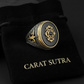 RARE PRINCE by CARAT SUTRA | Unique Turkish Style Ring with Natural Black Onyx | Black Rhodium & Gold Plated 925 Sterling Silver Ring | Men's Jewelry | With Certificate of Authenticity and 925 Hallmark