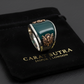RARE PRINCE by CARAT SUTRA | Unique Turkish Style Curved Ring with Green Onyx | 925 Sterling Silver Oxidized Ring | Men's Jewelry | With Certificate of Authenticity and 925 Hallmark - caratsutra