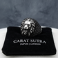RARE PRINCE by CARAT SUTRA | Unique Turkish Style Oxidized Silver Lion Ring with Black Zircon| 925 Sterling Silver Oxidized Ring | Men's Jewelry | With Certificate of Authenticity and 925 Hallmark - caratsutra