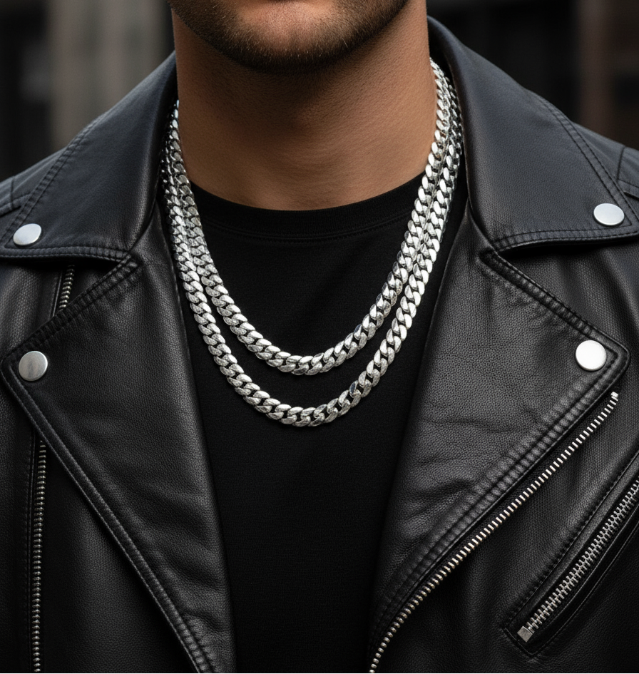 RARE PRINCE by CARAT SUTRA | 14mm Wide Solid Miami Cuban Link Chain | 925 Sterling Silver Chain | Men's Jewelry | With Certificate of Authenticity and 925 Hallmark - caratsutra