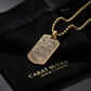 RARE PRINCE by CARAT SUTRA | Unique Samurai Engraved Tag Pendant for Men | 22kt Gold Micron Plated 925 Sterling Silver Pendant | Men's Jewelry | With Certificate of Authenticity and 925 Hallmark - caratsutra