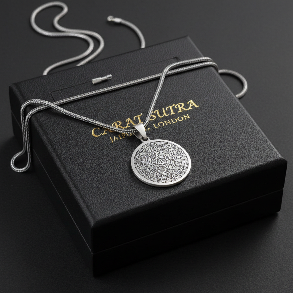 RARE PRINCE by CARAT SUTRA | Unique Designed 99 Names of Allah Engraved Pendant | 925 Sterling Silver Pendant | Men's Jewelry | With Certificate of Authenticity and 925 Hallmark - caratsutra