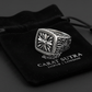 RARE PRINCE by CARAT SUTRA | Exclusive Cross Vintage Byzantine Style Signet Ring for Men, Oxidized Sterling Silver 925 Ring | Jewellery for Men| With Certificate of Authenticity and 925 Hallmark - caratsutra