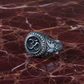 RARE PRINCE by CARAT SUTRA | Exclusive Turkish Style Om Symbol Signet Ring for Men, Oxidized Sterling Silver 925 Ring | Jewellery for Men| With Certificate of Authenticity and 925 Hallmark - caratsutra