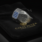 RARE PRINCE by CARAT SUTRA | Exclusive Signet Style Ring Studded with Blue Zircons for Men, Oxidized Sterling Silver 925 Ring | Jewellery for Men| With Certificate of Authenticity and 925 Hallmark - caratsutra
