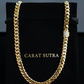 RARE PRINCE by CARAT SUTRA | Solid 14mm Miami Cuban Link Chain with Iced Lock | 22kt Gold Micron Plated on 925 Sterling Silver Chain with AAA+ Quality Swarovski Diamonds | Men's Jewelry | With Certificate of Authenticity and 925 Hallmark - caratsutra