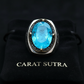 RARE PRINCE by CARAT SUTRA | Unique Designed Turkish Style Heavy Ring with Natural Blue Topaz | 925 Sterling Silver Oxidized Ring | Men's Jewelry | With Certificate of Authenticity and 925 Hallmark