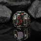 Unique Designed Turkish Style Ring with 15Ct Natural Black Fire Opal | Oxidized Ring - caratsutra