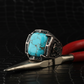 Turkish Style Ring with 15ct Natural Irani Origin Turquoise | 925 Sterling Silver Oxidized Ring |With Certificate of Authenticity and 925 Hallmark