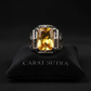 RARE PRINCE by CARAT SUTRA | Unique Designed Turkish Style Heavy Ring with Natural Yellow Citrine | 925 Sterling Silver Oxidized Ring | Men's Jewelry | With Certificate of Authenticity and 925 Hallmark