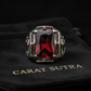 RARE PRINCE by CARAT SUTRA | Unique Designed Turkish Style Heavy Ring with Red Zircon | 925 Sterling Silver Oxidized Ring | Men's Jewelry | With Certificate of Authenticity and 925 Hallmark