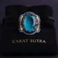 RARE PRINCE by CARAT SUTRA | Unique Designed Turkish Style Heavy Ring with Blue Topaz | 22kt Gold Micron & Black Rhodium Plated 925 Sterling Silver Ring | Men's Jewelry | With Certificate of Authenticity and 925 Hallmark