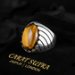 RARE PRINCE by CARAT SUTRA | Unique Designed Turkish Style Ring with Natural Tiger Eye | 925 Sterling Silver Oxidized Ring | Men's Jewelry | With Certificate of Authenticity and 925 Hallmark