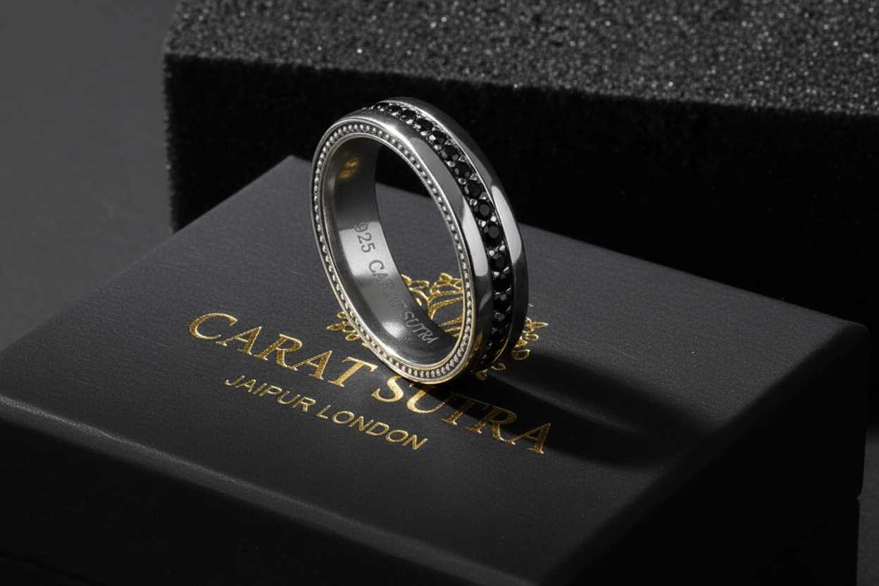 RARE PRINCE by CARAT SUTRA | Exclusive Pave Band Ring for Men, Sterling Silver 925 Ring | Jewellery for Men| With Certificate of Authenticity and 925 Hallmark - caratsutra