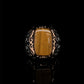 RARE PRINCE by CARAT SUTRA | Unique Designed Turkish Style Ring with Natural Tiger Eye  | 925 Sterling Silver Oxidized Ring | Men's Jewelry | With Certificate of Authenticity and 925 Hallmark