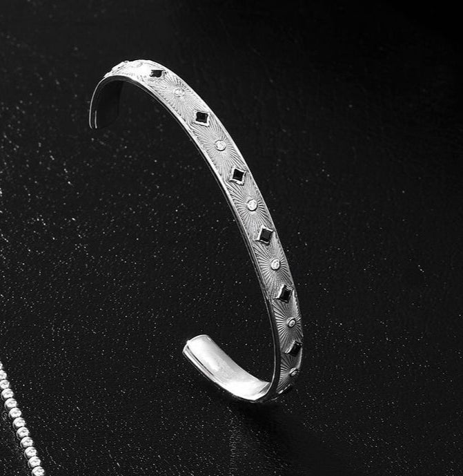 RARE PRINCE by CARAT SUTRA | Unique Adjustable Sunbeam Cuff Style Bangle/kadaa/Handcuff for Men & Boys | 925 Sterling Silver Bracelet | Men's Jewelry | With Certificate of Authenticity and 925 Hallmark