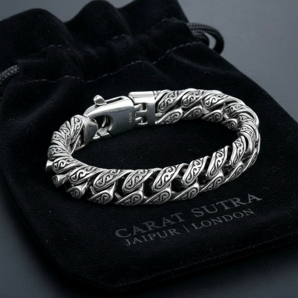 Unique 14mm wide Retro Silver Oxidized Bracelet for Men | 925 Sterling Silver Bracelet | Men's Jewelry | With Certificate of Authenticity and 925 Hallmark