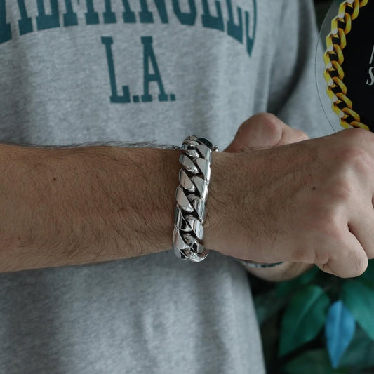 20mm Wide Solid Miami Cuban Link Bracelet | 925 Sterling Silver Chain | Men's Jewelry | With Certificate of Authenticity and 925 Hallmark
