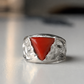 ZigZag Shaped ring with Triangular shaped 8ct Natural Red Coral (Moonga) | 925 Sterling Silver Oxidized Ring | With Certificate of Authenticity and 925 Hallmark
