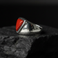 Classic  Triangular shaped 8ct Natural Red Coral (Moonga) | 925 Sterling Silver Oxidized Ring | With Certificate of Authenticity and 925 Hallmark