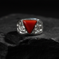 ZigZag Shaped ring with Triangular shaped 8ct Natural Red Coral (Moonga) | 925 Sterling Silver Oxidized Ring | With Certificate of Authenticity and 925 Hallmark