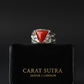 ZigZag Shaped ring with Triangular shaped 8ct Natural Red Coral (Moonga) | 925 Sterling Silver Oxidized Ring | With Certificate of Authenticity and 925 Hallmark