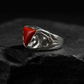 ZigZag Shaped ring with Triangular shaped 8ct Natural Red Coral (Moonga) | 925 Sterling Silver Oxidized Ring | With Certificate of Authenticity and 925 Hallmark