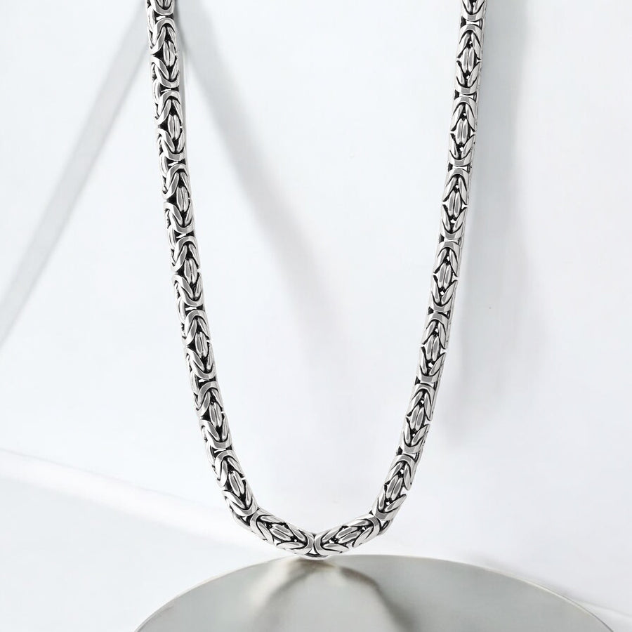 Solid 8mm Byzantine Heavy Link Chain | 925 Sterling Silver Chain with Hallmark