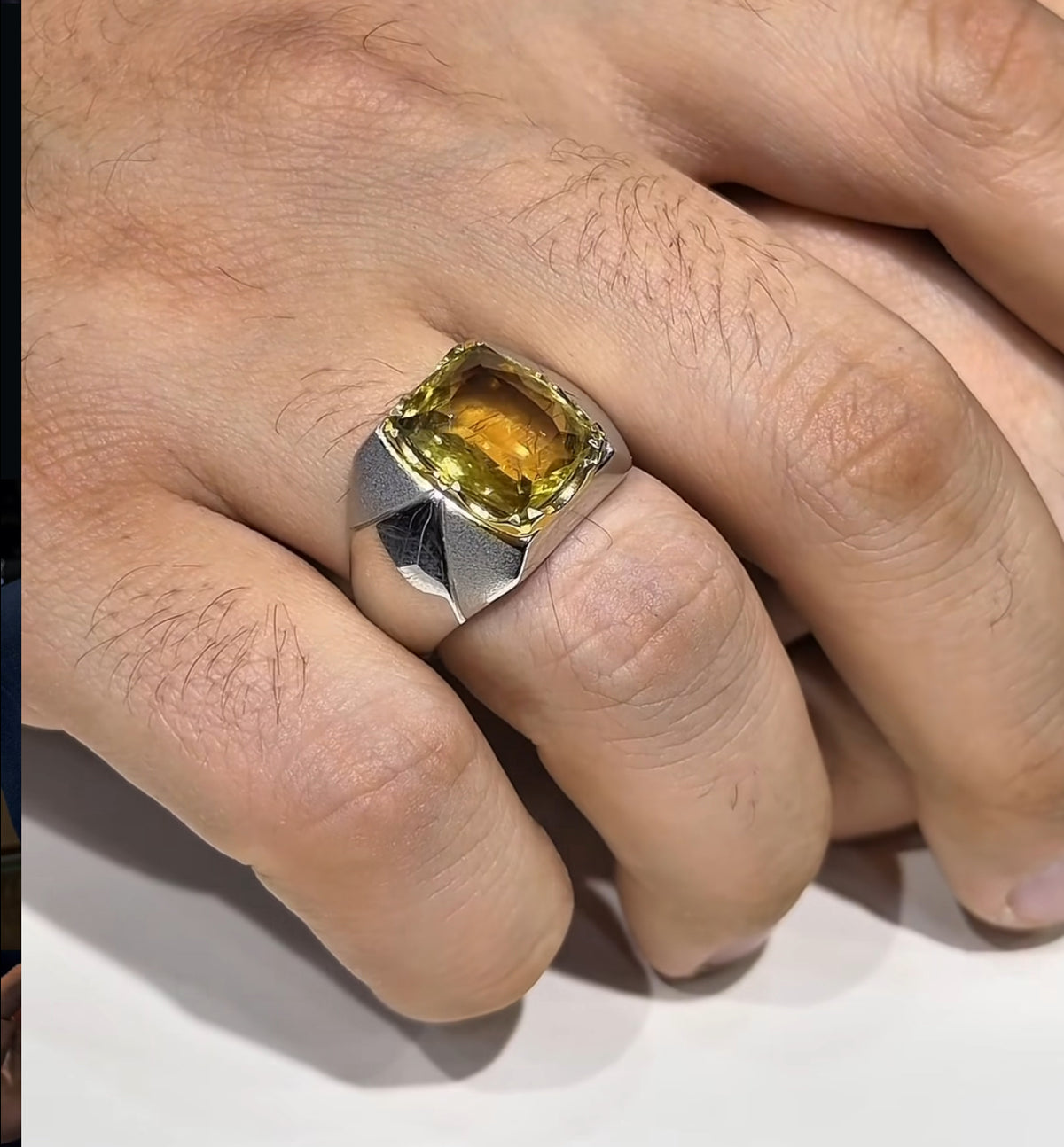 Signet Ring studded with 10ct Natural Citrine Stone | 925 Sterling Silver with Hallmark