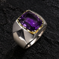 Signet Ring studded with 10ct Natural Amethyst Stone | 925 Sterling Silver with Hallmark