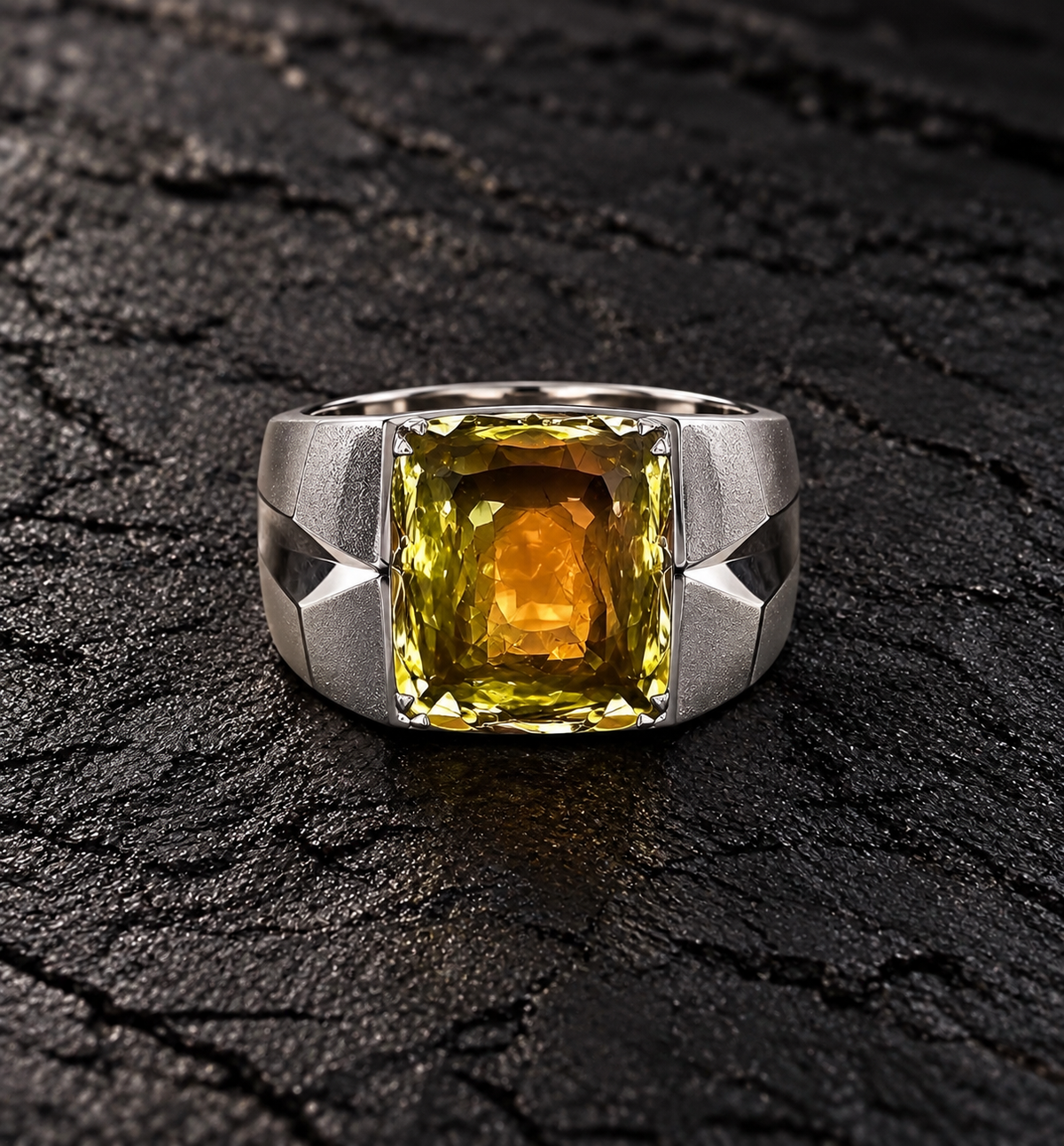 Signet Ring studded with 10ct Natural Citrine Stone | 925 Sterling Silver with Hallmark