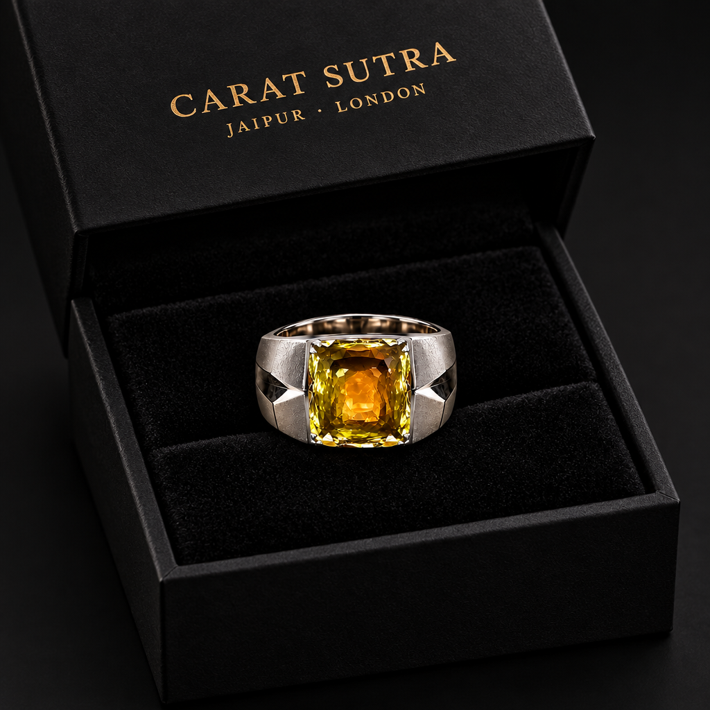 Signet Ring studded with 10ct Natural Citrine Stone | 925 Sterling Silver with Hallmark